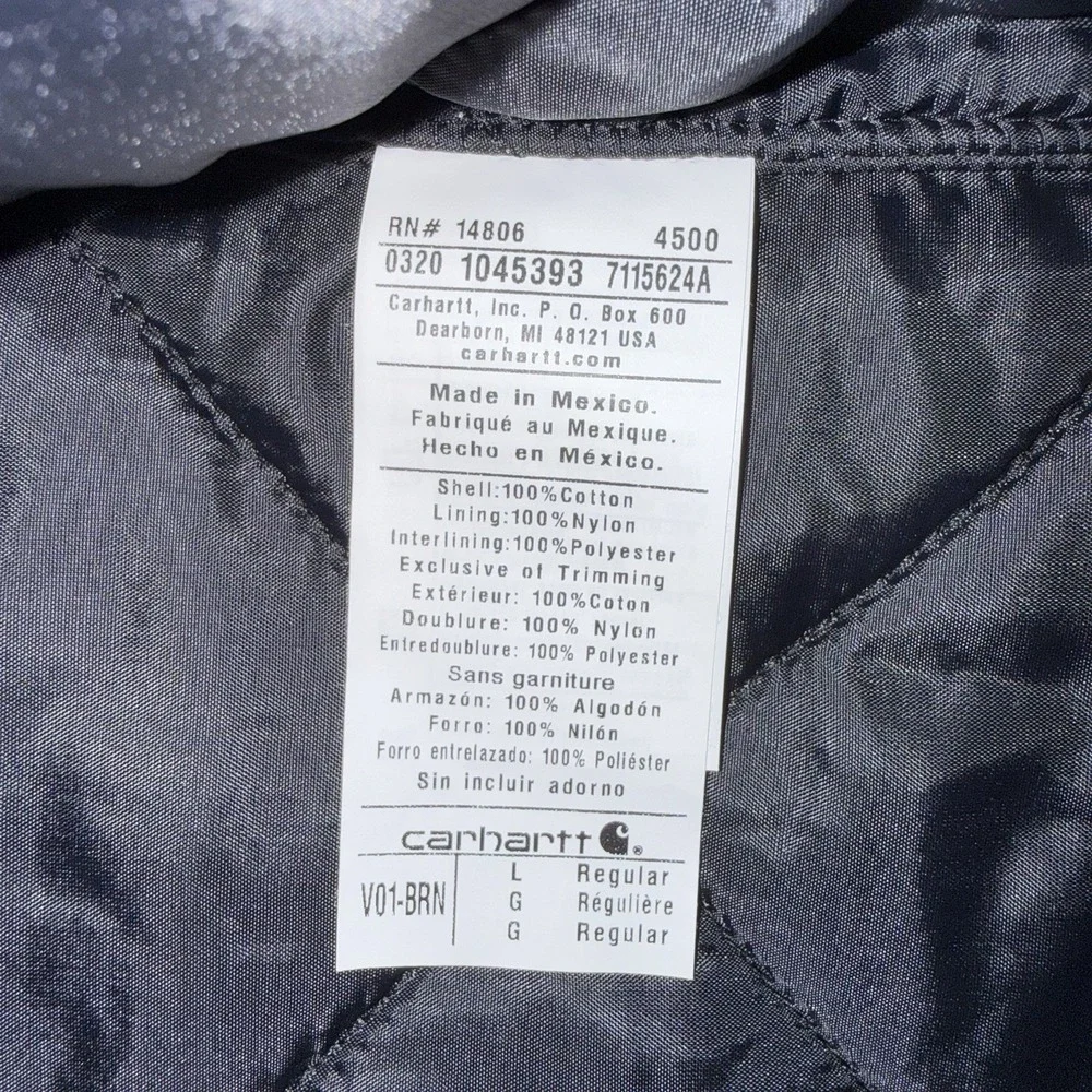 Carhartt Duck Arctic Quilt Lined Vest Brown Mens L Workwear V01 BRN Embroidered